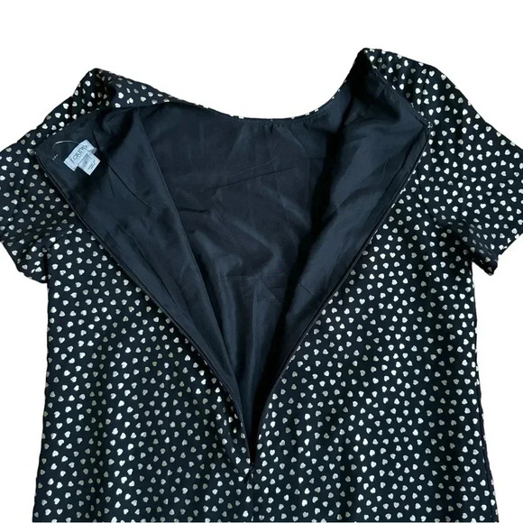 J Crew Black Gold Hearts Dress Crew Neck Short Sleeve Knee Length Sheath 8 NEW - Picture 8 of 10